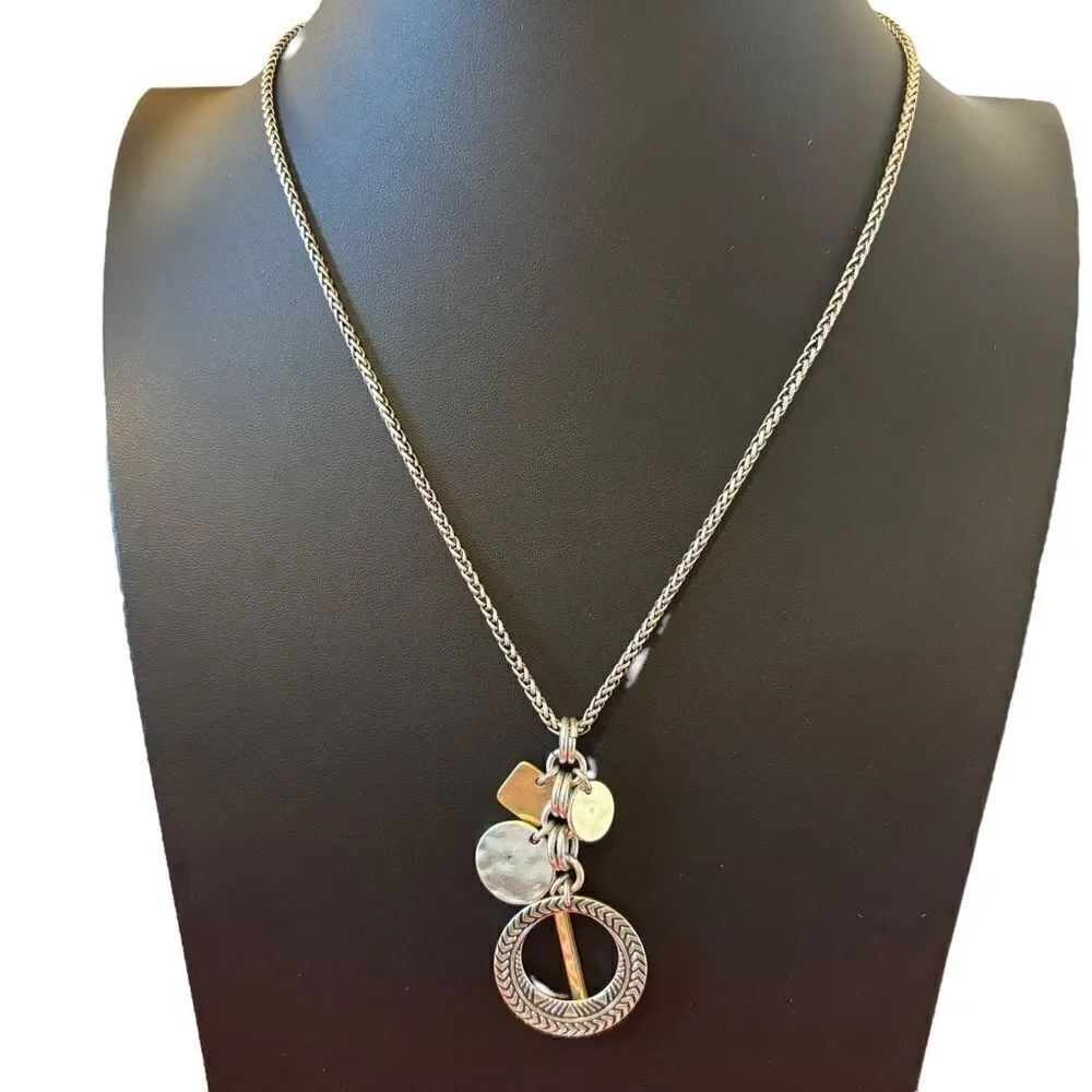 Fun & Funky Two-Tone Reversible Metal Charm Adjustable Necklace.